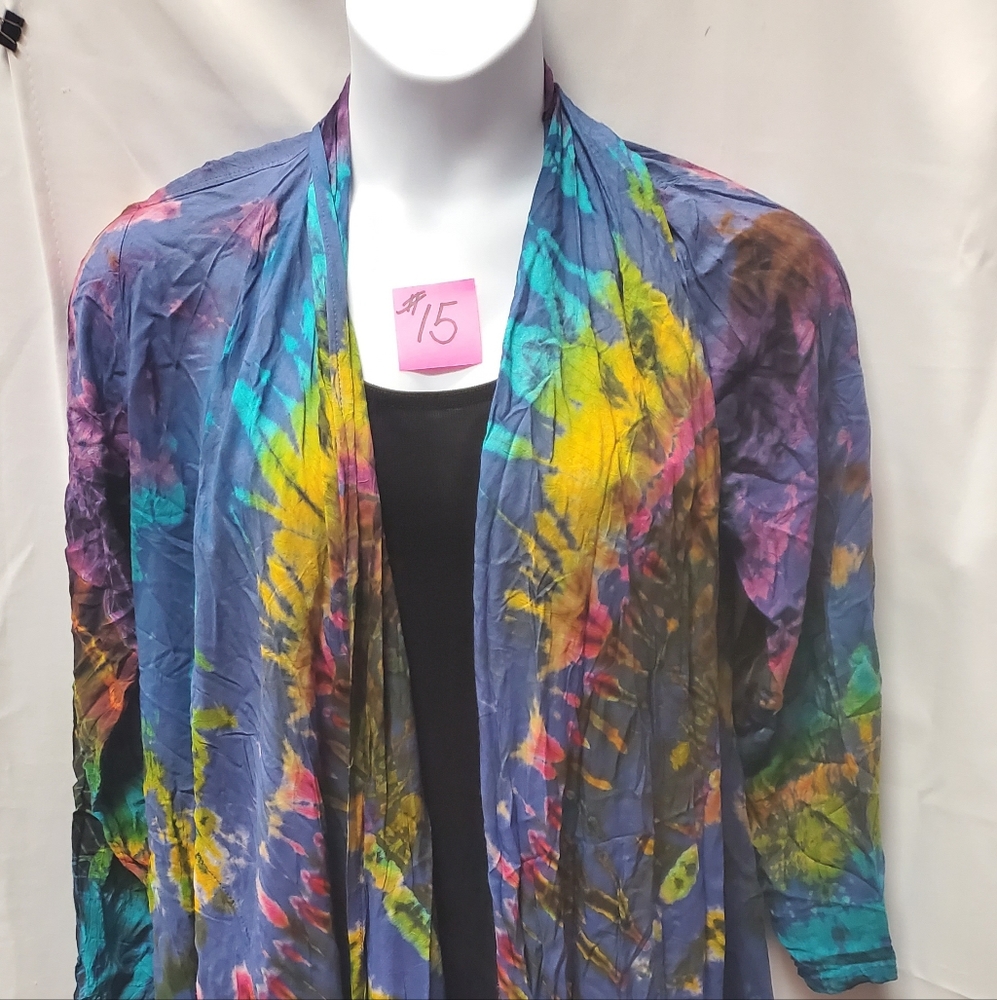 TIE DYED CARDIGAN #15- BY SACRED THREADS-ONE SIZE